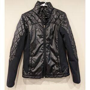 Gap Fit Black Quilted Puffer Jacket Zip Pockets Size Small